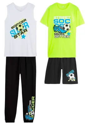 Conjunto deportivo para niño (4 piezas) Negro-blanco-amarillo neón